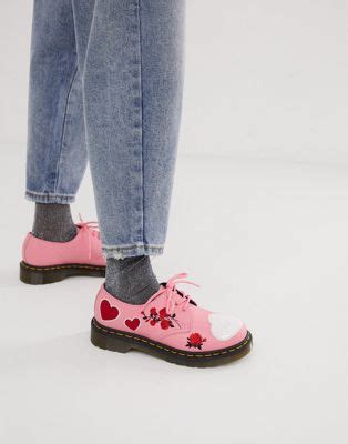 Premade vector logo designed by. Dr Martens 1461 embroidered heart leather flat shoes in ...