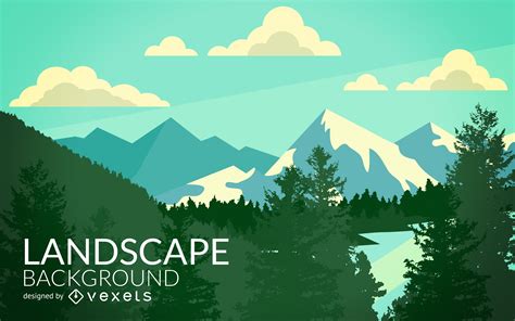 Flat Mountain Woods Landscape Vector Download
