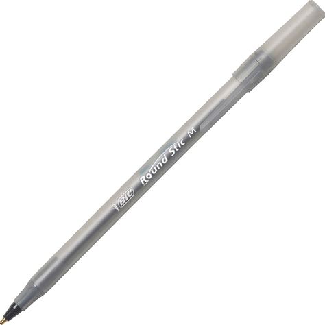 Bic Round Stic Ballpoint Pens Medium Pen Point Black Black Barrel