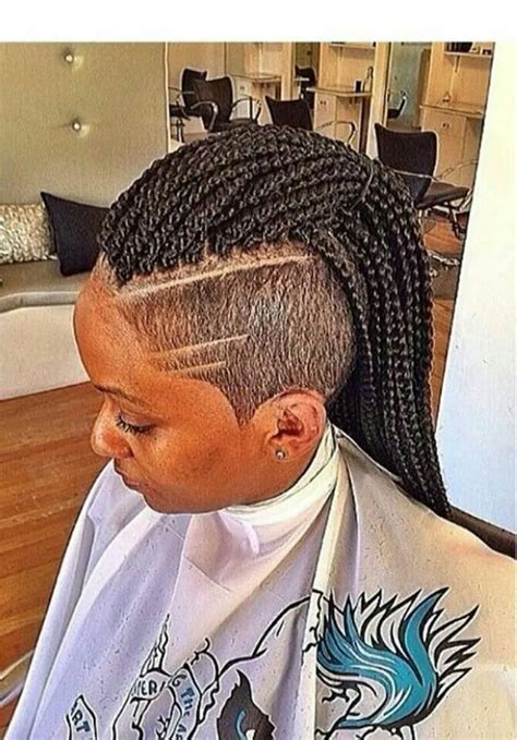 Protective Style With Side Fade Shaved Side Hairstyles Box Braids
