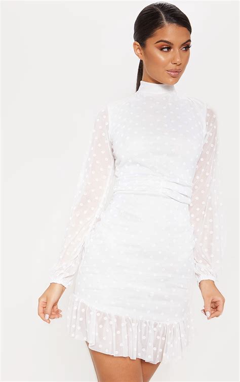 Size Long Sleeve White Mesh Bodycon Dress Outlet Stores Online