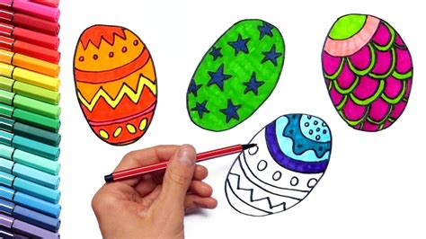 Drawing Easter Eggs For Learning Colors How To Draw And Color For