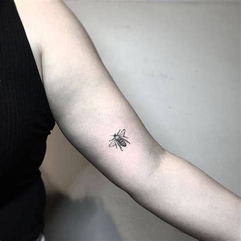 Bee Tattoo On The Left Inner Arm Bee Tattoo Tattoos Small Tattoos