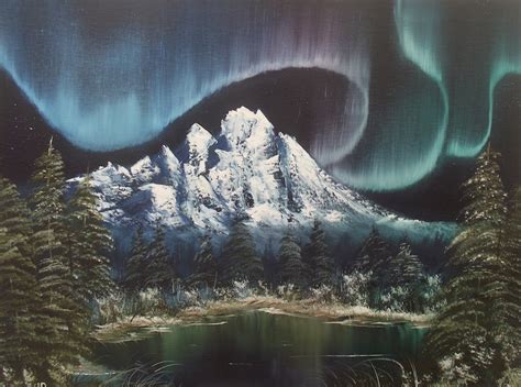 Aurora Borealis Oil Painting Northern Lights 24x18 Inches Etsy