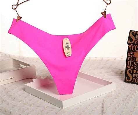 5pcslot Silk Pink Sexy Thong Models Panties For Women Seamless