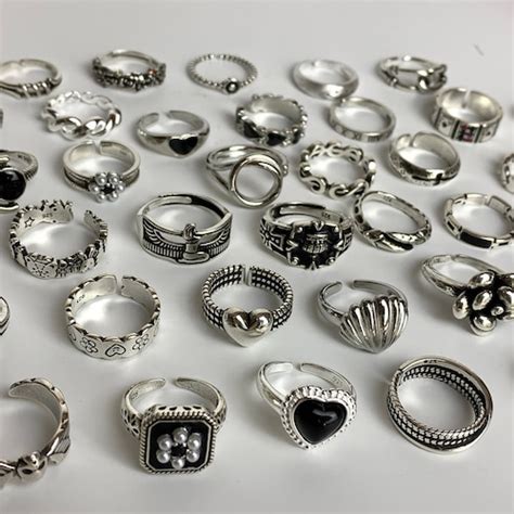Vintage Chunky Ring Adjustable Punk Ring Gothic Rings Boho Etsy