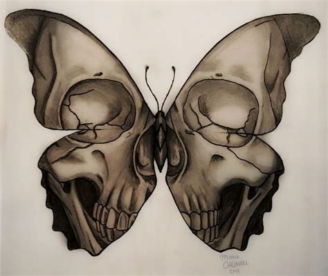 Medusa Illustration “skull Butterfly Tattoo Design Marie Caldwell