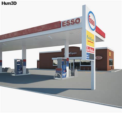 Esso Gas Station 001 3d Model Architecture On Hum3d
