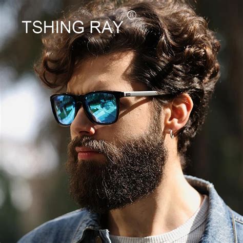tshing ray mens classic square polarized sunglasses men women fashion brand designer male