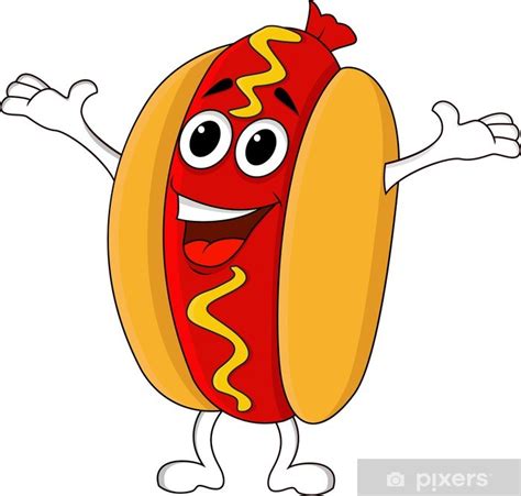 Sticker Hot Dog Cartoon Character Pixersnetau