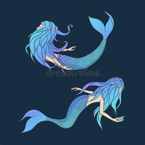Beautiful Mermaids Vector Set Underwater Mythical