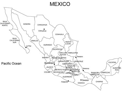 Mapa En Blanco De México Esquema Para Colorear Imprimir E Dibujar