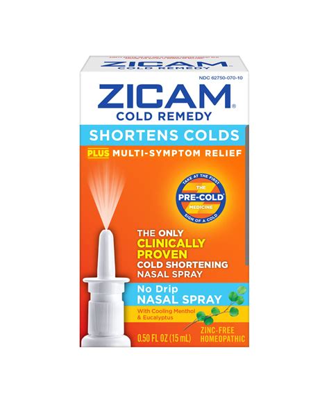Zicam Cold Remedy No Drip Nasal Spray With Cooling Menthol And Eucalyptus 05 Ounce Pack Of 2