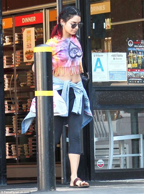 She S A Hippie Chick Vanessa Hudgens Shows Off Her Taut Tummy And Slender Legs In Tie Dye Crop