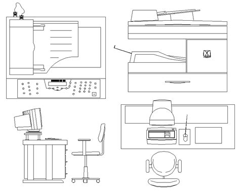 Computer Table Chair Desk Elevation Dwg File Cadbull Computer