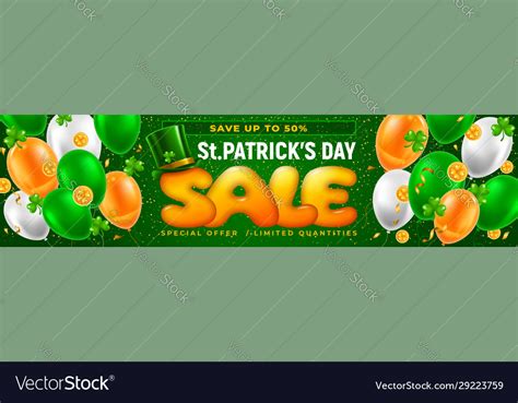 Saint Patricks Day Sale Horizontal Banner Vector Image