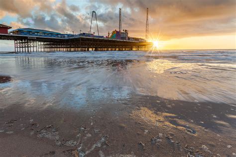 Blackpool Pier Sunset Wall Mural And Blackpool Pier Sunset Wallpaper
