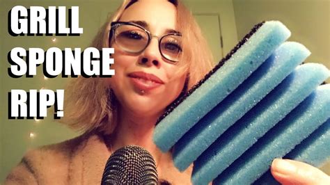 asmr grill sponge ripping squeezing and destructive scratching no talking youtube