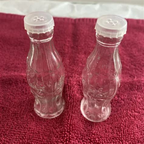 Vintage Coca Cola Clear Glass Bottles Salt And Pepper Shakers Taiwan