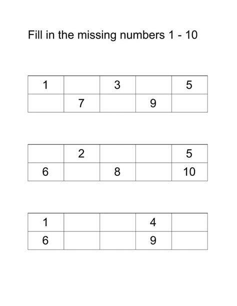 Fill In The Missing Numbers 1 10 Interactive Worksheet Missing
