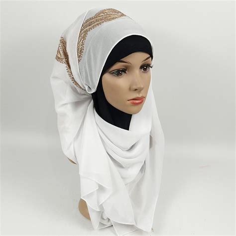 Kjøp Muslim Women Rhinestone Chiffon Scarf Hijab Islam Headscarf Wrap Shawls Headwear Joom