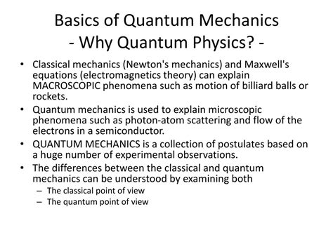 Ppt Basics Of Quantum Mechanics Powerpoint Presentation Free