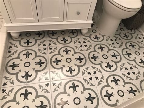 Vintage Floral Grey Floor Tile Grey Flooring Grey Floor Tiles Flooring