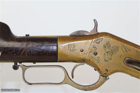 Engraved Antique Winchester Yellowboy 1866 Carbine