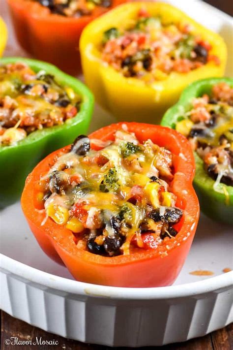 Vegetarian Mexican Stuffed Peppers Are Stuffed With Riced Cauliflower