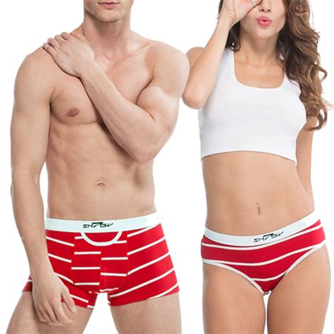 Couples Lovers Underwear Sexy Striped Men Boxer Women Panties Cute Lover Underpants Couples