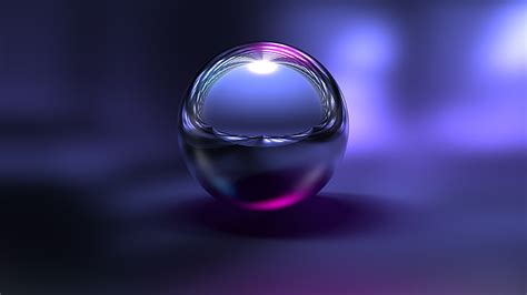 Hd Wallpaper 3d Ball Purple Reflection Graphics Metal Sphere
