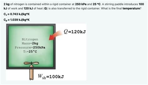 Solved 2kg Of Nitrogen Is Contained Within A Rigid Chegg Com