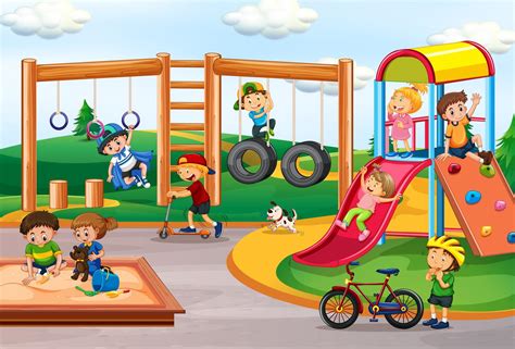 Children Playing At Playground 362382 Vector Art At Vecteezy