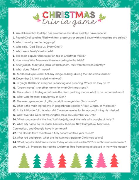 Free Printable Christmas Trivia Questions And Answers For Adults