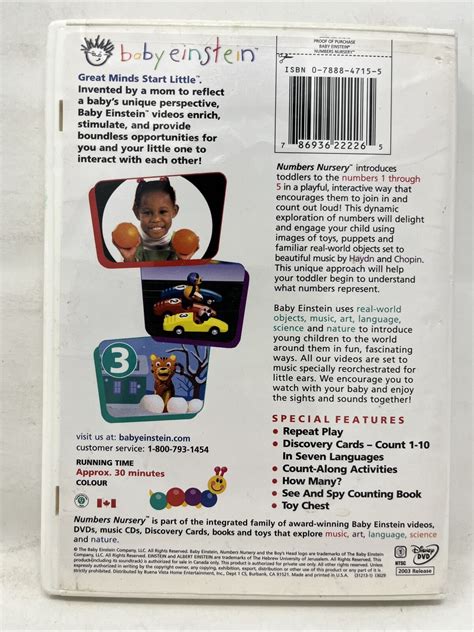 Baby Einstein Numbers Nursery Dvd 2003 Free Canadian Shipping