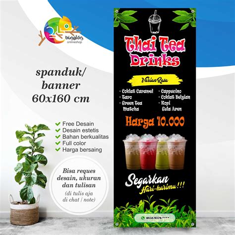 Spanduk Banner Berdiri Thai Tea Boba Milkshake Custom Desain