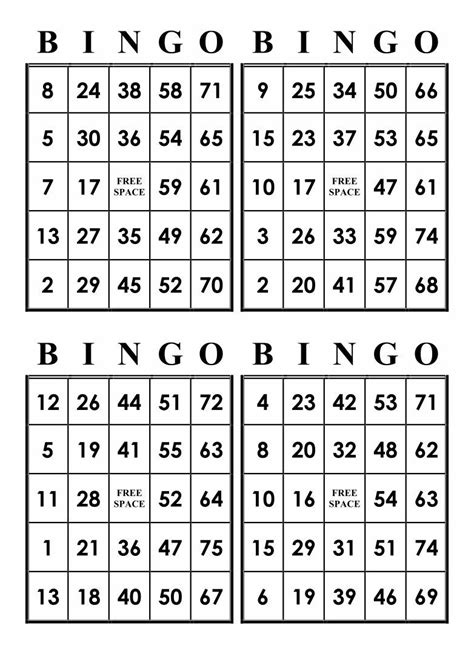Printable Bingo Cards With Numbers Free Bingo Cards Bingo Cards