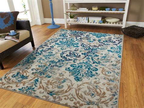 Modern Rugs Blue Gray Area Rug 8x10 Living Room Carpet 5x8 Chrysanthemum Rugs 2x Ebay