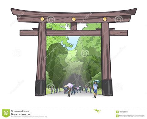 Japanese Shrine Icon Illustration Torii Gate Icon Cartoon Vector
