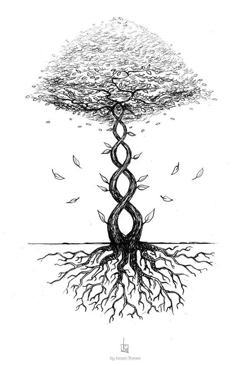Tree hand drawn vector illustration realistic sketch. DNA Tree by 0JaCo | Dna tree, Tree tattoo, Dna art