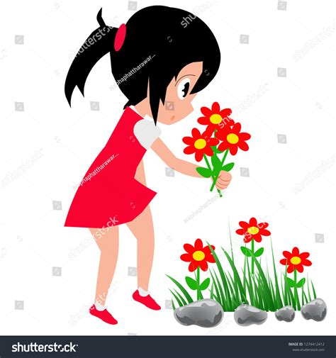 284 Young Girl Picking Flowers Stock Illustrations Images And Vectors