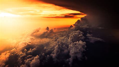 Download Wallpaper 2560x1440 Clouds Overcast Sky Sunset Porous