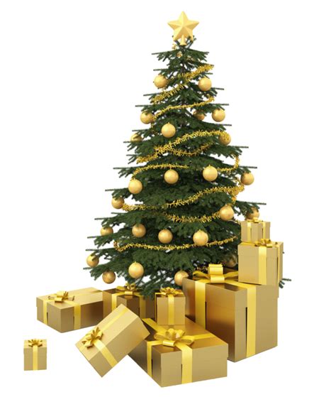 Download for free in png, svg, pdf formats 👆. Christmas Tree with Golden Presents PNG Image - PurePNG ...