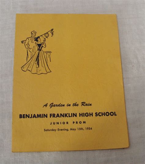 Vintage Benjamin Franklin High School Jr Prom Photo Card Etsy