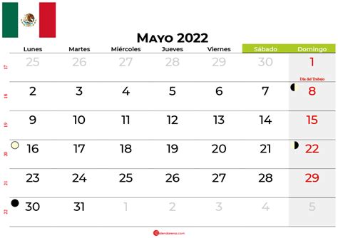 Descargar Calendario Mayo 2022 México Para Imprimir