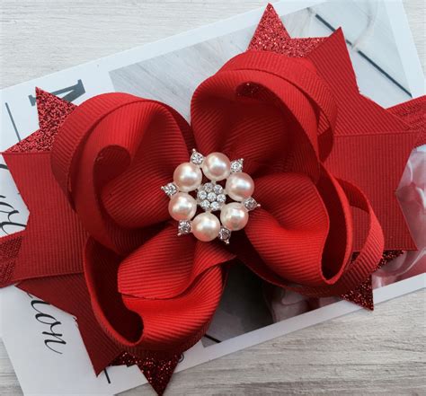 Holiday Hair Bow Red Dressy Occasion Bow Christmas Hair Bow Hair
