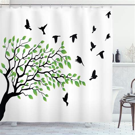 Tranquil Oasis: Avian Haven Shower Curtain for a Calming Bathroom