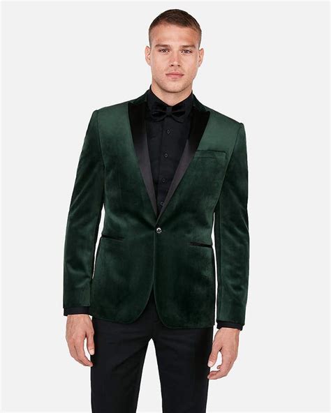 Express Slim Green Velvet Tuxedo Jacket Green Jacket Men Green Suit