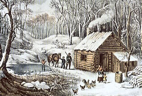 Log Cabin In Winter