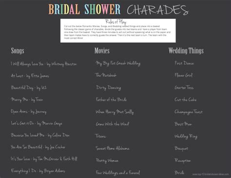 Bridal Shower Charades Just Like The Classic Charades